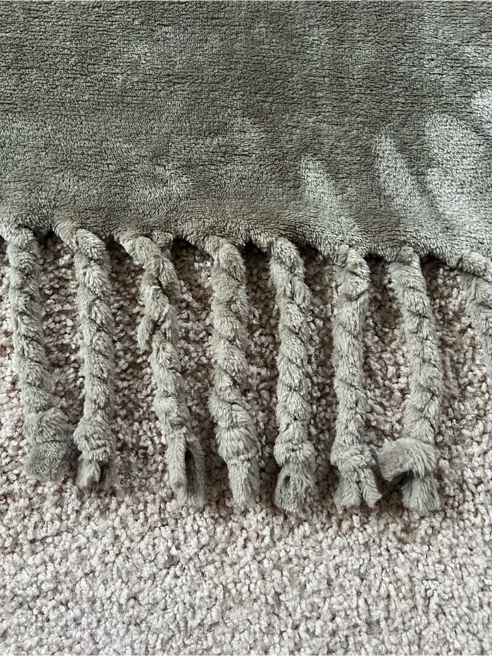 Nordstrom Plush Fringe Throw Blanket in Olive